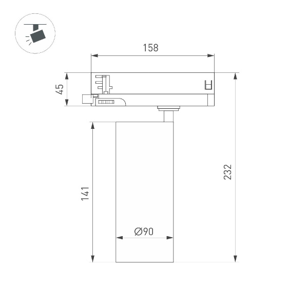 Светильник LGD-GERA-4TR-R90-30W Warm3000 (WH, 36 deg, 230V) Arlight 055183