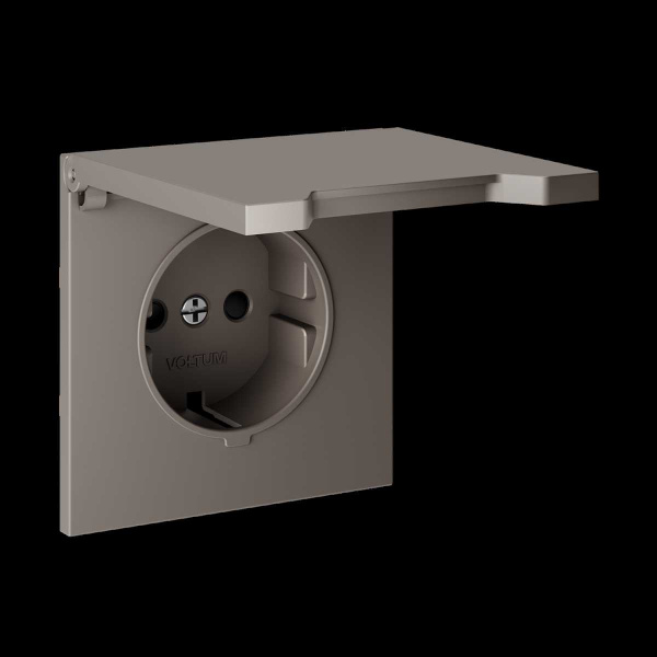 Накладка для розетки с заземлением, защитными шторками и крышкой, S70 (капучино) Voltum VLS000814