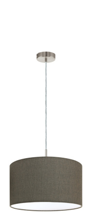 Подвес PASTERI, 1х60W (E27), Ø380, H1100, сталь, никель мат./текстиль, лён, коричневый