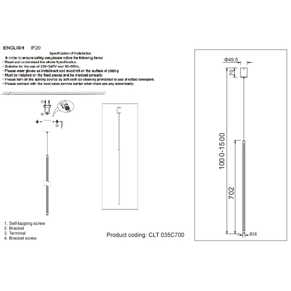 Подвесной светодиодный светильник Crystal LuxCLT 035C700 BL