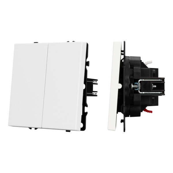 Механизм выключателя двухклавишный перекрёстный SWT-NOBE-MKX2-SFPL-WH (230V, 10A) Arlight 061795