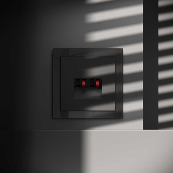 Розетка акустическая встраиваемая Voltum S70 4-местная, (черный матовый) VLS060308