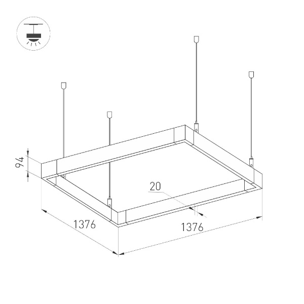 Подвесной светодиодный светильник Arlight ALT-LINEAIR-QUADRAT-FLAT-UPDOWN-DIM-1375-170W Warm3000 040635