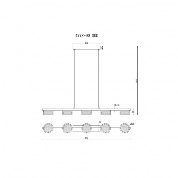 Подвесная светодиодная люстра iLedex Link 4778-90 MBK+SGD