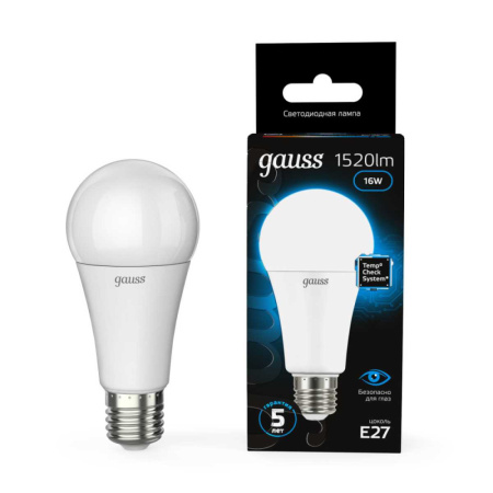 Лампа Gauss A60 16W 1520lm 6500K E27 LED 1/10/50