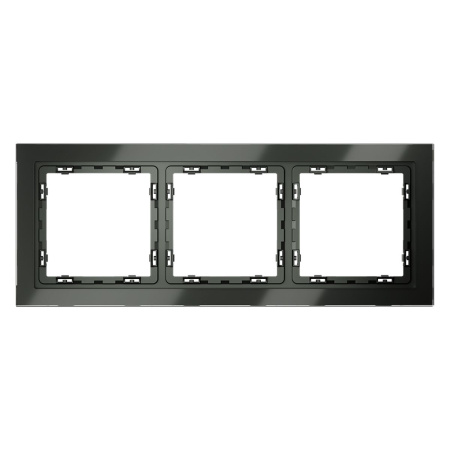 Рамка стеклянная Voltum S70 на 3 поста, (титан, стекло) VLS110306