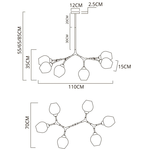 Подвесная люстра Arte Lamp Yuka A4103SP-6GO