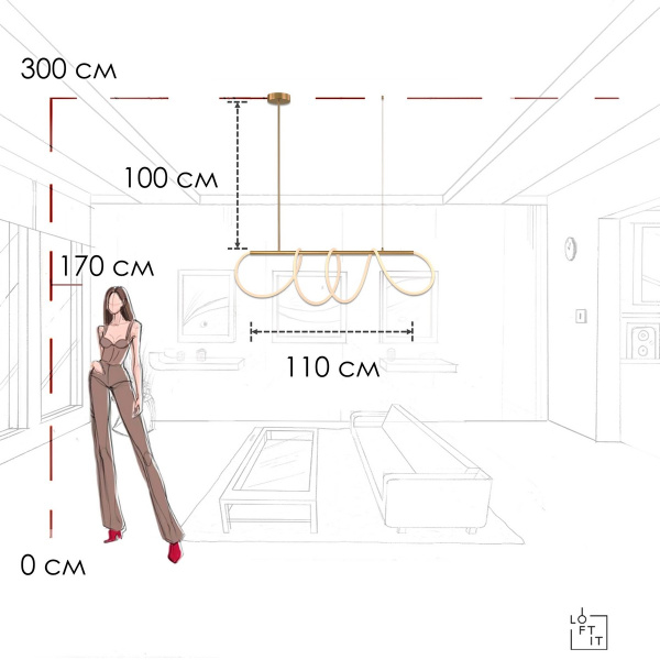 Подвесной светильник LOFT IT Thread 10388P/A Brass