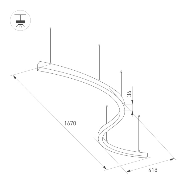 Подвесной светодиодный светильник Arlight SP-Line-Hang-Arc-S3535-D800-65W Day4000 034046(1)