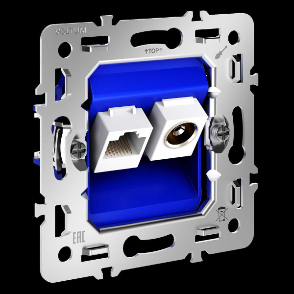 Механизм розетки TV+RJ45 кат. 6, S70 Voltum VLS0607M