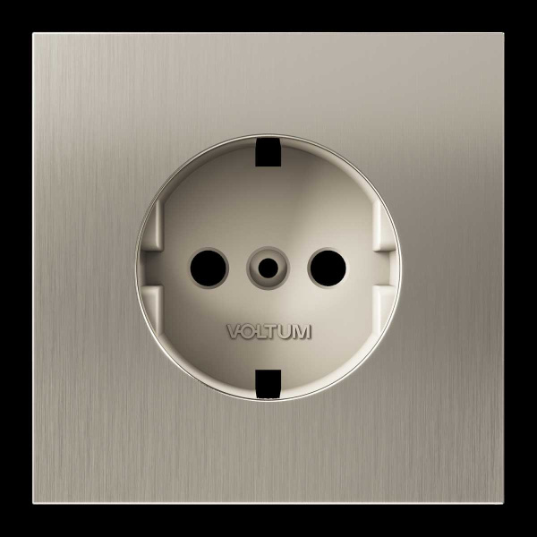 Накладка для розетки с заземлением, S70 Metal (никель) Voltum VLSM000611