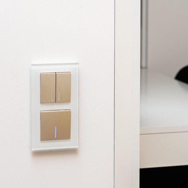 Выключатель Werkel одноклавишный проходной с подсветкой шампань рифленый W1112110 4690389160097