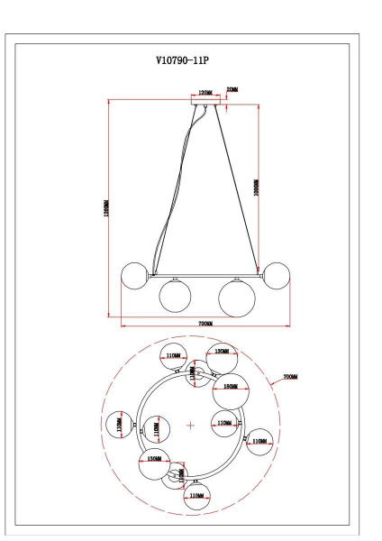 Подвесная люстра Moderli Renny V10790-11P