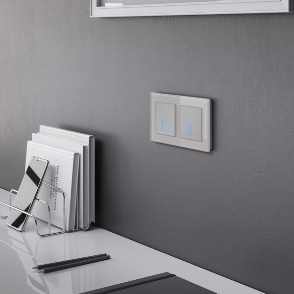 Сенсорный выключатель двухклавишный с функцией Wi-Fi Werkel (Умный дом) серебряный W4520606 a048324