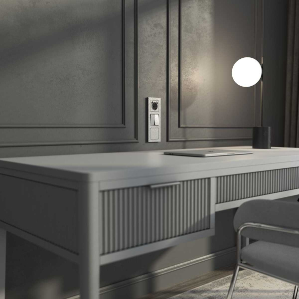 Выключатель Werkel Hammer двухклавишный серебряный W1220006 4690389162299