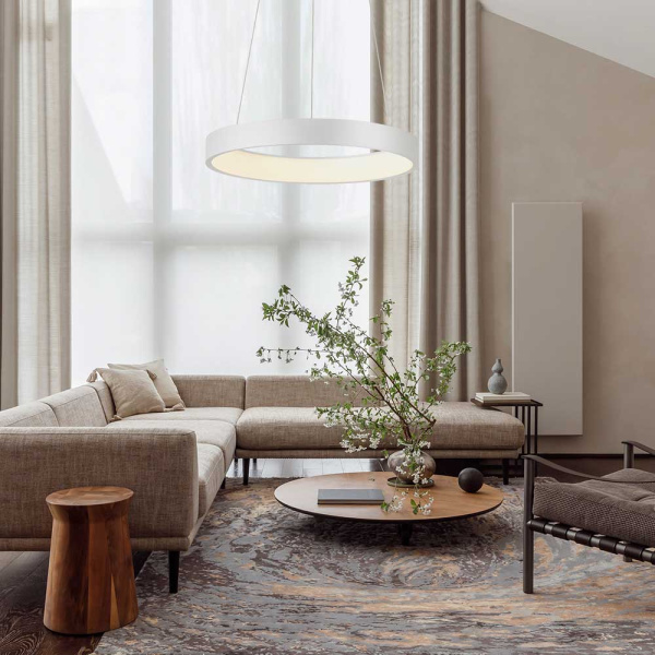 39688 Cветод. подвес CAMPO ROSSO димм., 34W(LED), Ø600, H1500, 4000lm, сталь, белый/пластик, белый