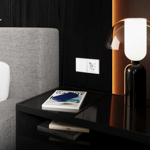 Перекрестный переключатель встраиваемый S70 двухклавишный 10А, (белый глянцевый) Voltum VLS020501