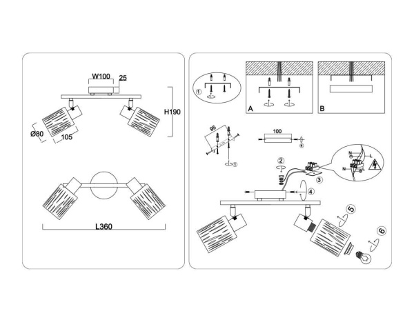 Настенно-потолочный спот Ambrella light TRADITIONAL TR8668