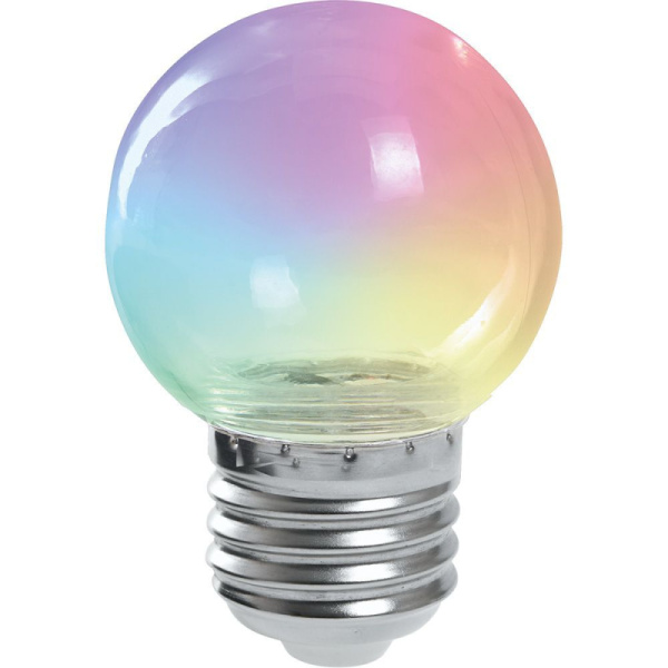 Лампа светодиодная Feron E27 1W RGB прозрачный LB-37 38132