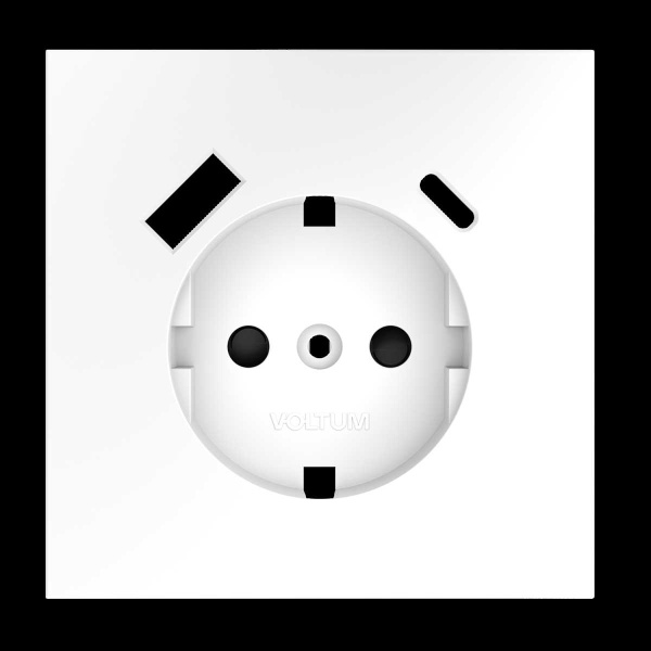 Накладка для розетки с заземлением и защитными шторками с USB A+C S70 (белый матовый) Voltum VLS001002