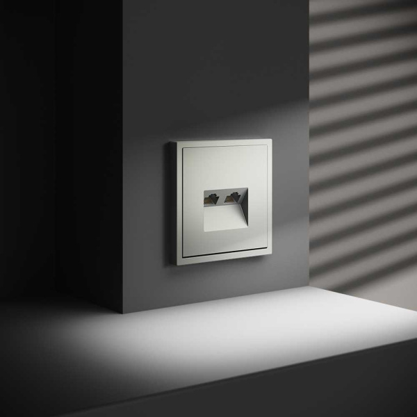 Розетка компьютерная встраиваемая Voltum S70 двойная RJ45+RJ45 кат.6, (сталь) VLS060205