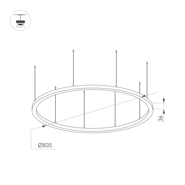 Подвесной светодиодный светильник Arlight SP-Line-Hang-Arc-O3535-D800-65W Warm3000 034004(1)