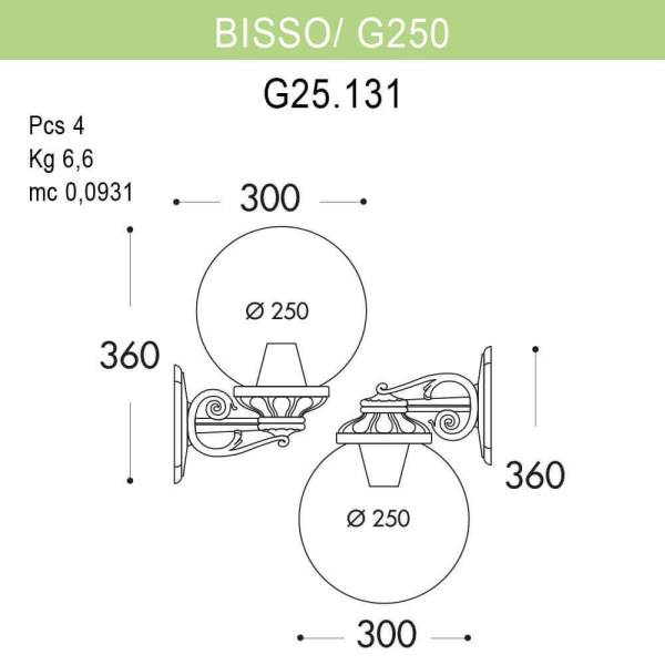 Уличный настенный светильник Fumagalli Bisso/G250 G25.131.000.WYE27