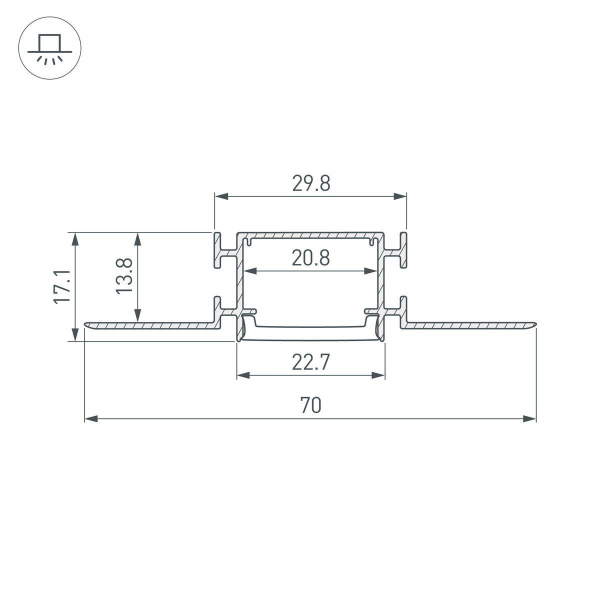 Профиль встраиваемый Arlight Fantom-Bent-W23-Side-2000 Anod 040331(1)