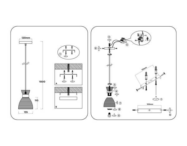 Светильник подвесной со стеклянным плафоном Ambrella light Traditional TR3403