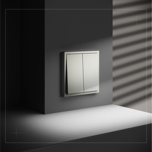 Выключатель встраиваемый Voltum S70 двухклавишный 10А, (сталь) VLS020105