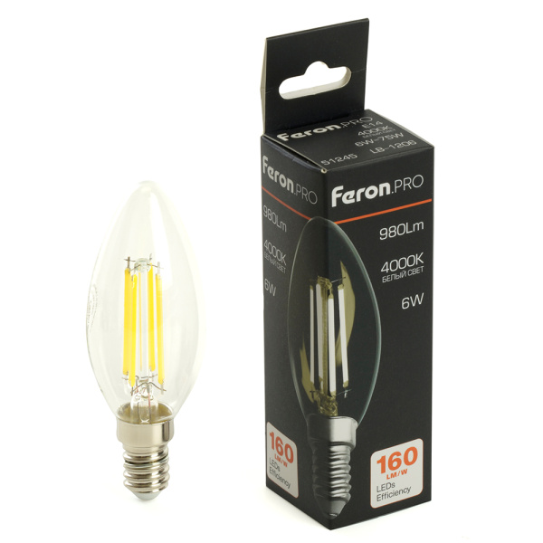 Лампа светодиодная Feron.PRO LB-1206 Свеча E14 960LM 6W 175-265V 2700K 51244