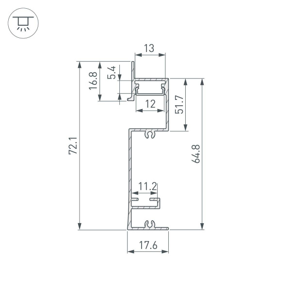 Профиль встраиваемый Arlight Plintus-H73-F-2000 Black 043480