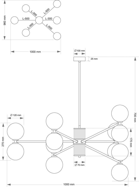 Подвесной светильник KUTEK FABRIANO FAB-ZW-6(Z/1)BB