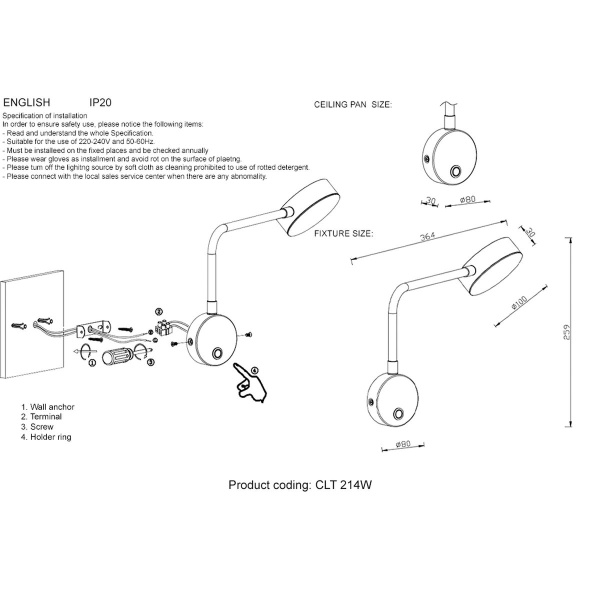 Бра Crystal Lux CLT 214W BS