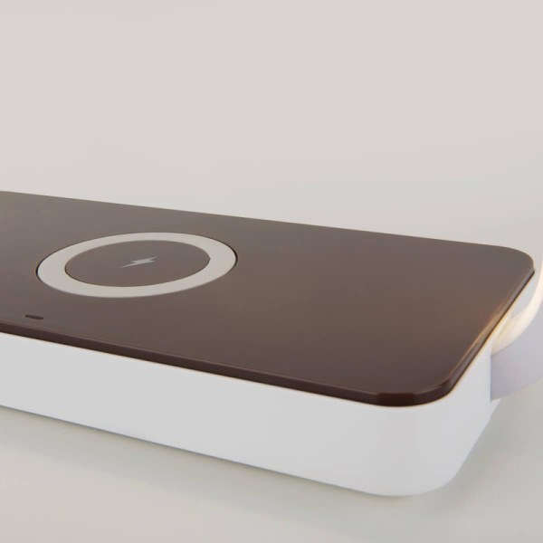 80502/1 коричневый Светодиодная настольная лампа с беспроводной зарядкой QI