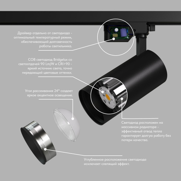 Трековый светильник Denkirs Solid Koper DK6453-BK