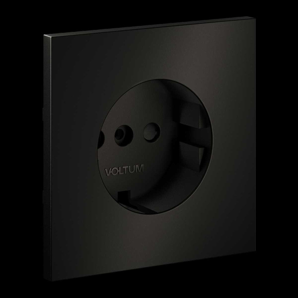 Накладка для розетки с заземлением и защитными шторками, S70 Metal (антрацит) Voltum VLSM000712